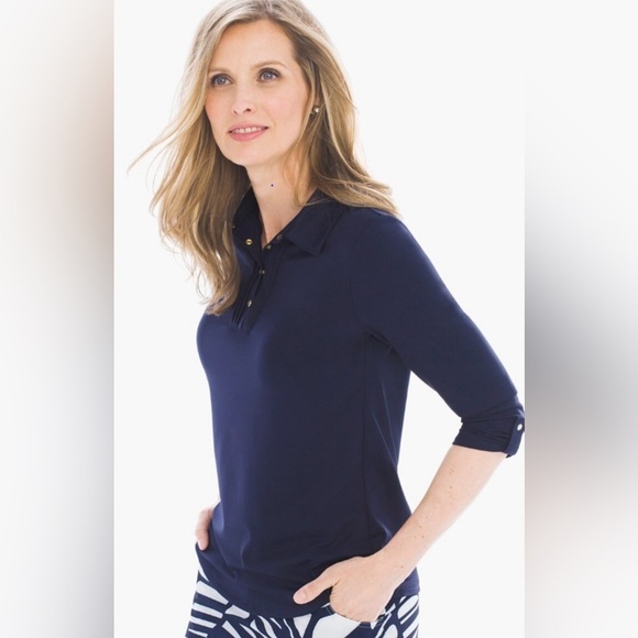 Chico's Tops - NWT Chico’s Pleated Placket Polo